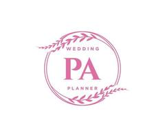 pa initiales lettre mariage monogramme logos collection, modèles minimalistes et floraux modernes dessinés à la main pour cartes d'invitation, réservez la date, identité élégante pour restaurant, boutique, café en image vectorielle vecteur