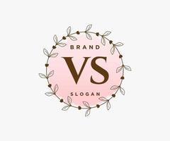 logo initial vs féminin. utilisable pour les logos nature, salon, spa, cosmétique et beauté. élément de modèle de conception de logo vectoriel plat.