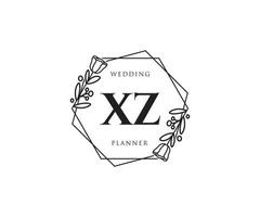 logo féminin xz initial. utilisable pour les logos nature, salon, spa, cosmétique et beauté. élément de modèle de conception de logo vectoriel plat.