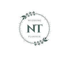 nt initiales lettre mariage monogramme logos collection, modèles minimalistes et floraux modernes dessinés à la main pour cartes d'invitation, réservez la date, identité élégante pour restaurant, boutique, café en image vectorielle vecteur