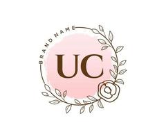 logo féminin uc initial. utilisable pour les logos nature, salon, spa, cosmétique et beauté. élément de modèle de conception de logo vectoriel plat.