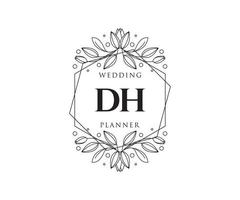 collection de logos de monogramme de mariage lettre initiales dh, modèles minimalistes et floraux modernes dessinés à la main pour cartes d'invitation, réservez la date, identité élégante pour restaurant, boutique, café en image vectorielle vecteur