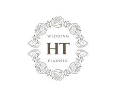 ht initiales lettre collection de logos de monogramme de mariage, modèles minimalistes et floraux modernes dessinés à la main pour cartes d'invitation, réservez la date, identité élégante pour restaurant, boutique, café en image vectorielle vecteur