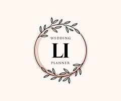 collection de logos de monogramme de mariage lettre initiales li, modèles minimalistes et floraux modernes dessinés à la main pour cartes d'invitation, réservez la date, identité élégante pour restaurant, boutique, café en image vectorielle vecteur