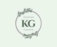 kg initiales lettre collection de logos de monogramme de mariage, modèles minimalistes et floraux modernes dessinés à la main pour cartes d'invitation, réservez la date, identité élégante pour restaurant, boutique, café en image vectorielle vecteur