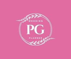 pg initiales lettre mariage monogramme logos collection, modèles minimalistes et floraux modernes dessinés à la main pour cartes d'invitation, réservez la date, identité élégante pour restaurant, boutique, café en image vectorielle vecteur