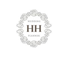 hh initiales lettre collection de logos de monogramme de mariage, modèles minimalistes et floraux modernes dessinés à la main pour cartes d'invitation, réservez la date, identité élégante pour restaurant, boutique, café en image vectorielle vecteur