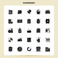 ensemble d'icônes de supermarché solide 25 conception de style de glyphe vectoriel icônes noires définies idées d'affaires web et mobiles conception illustration vectorielle