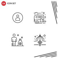 4 icônes créatives signes et symboles modernes de l'homme investissement ui caravan masjid éléments de conception vectoriels modifiables vecteur