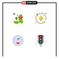 4 icônes plates vectorielles thématiques et symboles modifiables des éléments de conception vectoriels modifiables du trafic de jauge de feuille de lumière de botte vecteur