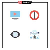 4 icônes plates universelles signes symboles de couleurs de recherche vidéo voir 5 éléments de conception vectoriels modifiables vecteur