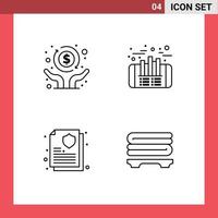 ensemble de 4 symboles d'icônes d'interface utilisateur modernes signes pour l'indépendance de la police d'assurance économique profit spa éléments de conception vectoriels modifiables vecteur