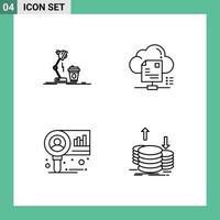 4 icônes créatives signes et symboles modernes du diagramme de partage de lampe de document de studio éléments de conception vectoriels modifiables vecteur