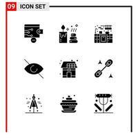 interface utilisateur pack de 9 glyphes solides de base de clip power cuisine ensemble maison eco éléments de conception vectoriels modifiables vecteur