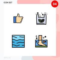 interface mobile filledline couleur plate ensemble de 4 pictogrammes d'éléments de conception vectoriels modifiables de l'amour de la rivière à la main ecommerce vecteur