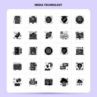 ensemble d'icônes de technologie multimédia solide 25 conception de style glyphe vectoriel icônes noires définies illustration vectorielle de conception d'idées commerciales web et mobiles