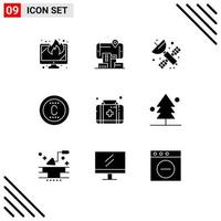 pack de 9 glyphes solides créatifs de kit espace de marque seo copyright éléments de conception vectoriels modifiables vecteur