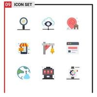 pack d'icônes vectorielles stock de 9 signes et symboles de ligne pour le commerce de cloche partager des éléments de conception vectoriels modifiables immobilier vendredi noir