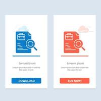 travail document recherche emplois bleu et rouge télécharger et acheter maintenant modèle de carte de widget web vecteur
