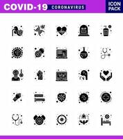 ensemble simple d'icônes de pack d'icônes bleu 25 de protection covid19 incluses virus de mortalité de bouteille soins cardiaques graves coronavirus viral 2019nov éléments de conception de vecteur de maladie