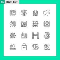 pack de 16 contours créatifs d'éléments de conception vectoriels modifiables par l'utilisateur en double vecteur