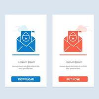 courrier électronique message sécurité bleu et rouge télécharger et acheter maintenant modèle de carte de widget web vecteur
