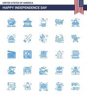 joyeux jour de l'indépendance 25 pack d'icônes blues pour le web et l'impression bâtiment historique boisson usa carte modifiable usa day vector design elements