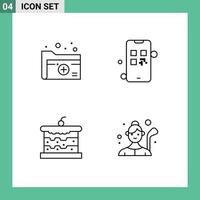 concept de 4 lignes pour sites Web mobiles et applications document boulangerie marketing médical gâteau éléments de conception vectoriels modifiables vecteur