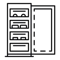 icône de réfrigérateur ouvert, style de contour vecteur