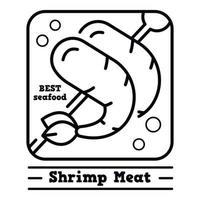 logo de viande de crevettes, style de contour vecteur