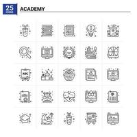 25 icônes de l'académie mis en arrière-plan vectoriel