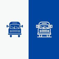 ligne d'éducation de véhicule de camionnette et bannière bleue d'icône solide de glyphe vecteur