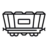 icône de wagon de chemin de fer de fret, style de contour vecteur