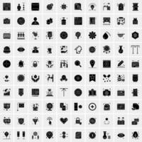 ensemble de 100 icônes de glyphes solides d'affaires vecteur