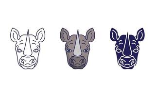 ligne de visage de rhinocéros et icône de glyphe, illustration vectorielle vecteur