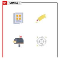pack de 4 signes et symboles d'icônes plates modernes pour les supports d'impression web tels que livre comète carnet astronomie boîte éléments de conception vectoriels modifiables vecteur