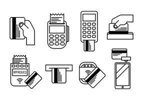 Types de paiement, icônes de ligne gras Vecteur par ©Howcolour