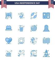 joyeux jour de l'indépendance usa pack de 16 blues créatifs de cap star american livre américain modifiable usa day vector design elements