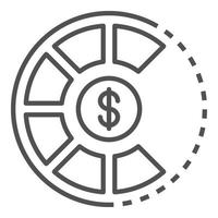 icône de graphique à tarte d'argent, style de contour vecteur