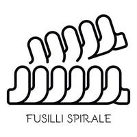 icône de pâtes fusilli spirale, style de contour vecteur