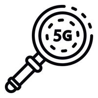 Icône de loupe 5g, style de contour vecteur