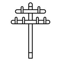 icône de tour électrique en bois, style de contour vecteur