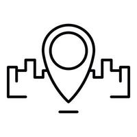icône de partage de localisation de la ville, style de contour vecteur