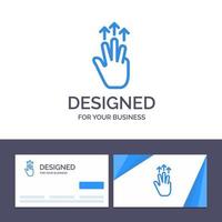carte de visite créative et modèle de logo gestes main mobile trois doigts toucher illustration vectorielle vecteur