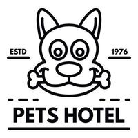 chien heureux dans le logo de l'hôtel pour animaux de compagnie, style de contour vecteur