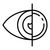 icône de lentille de contact oculaire, style de contour vecteur