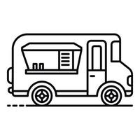 icône de camion de nourriture de vacances, style de contour vecteur