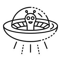 icône extraterrestre ovni, style de contour vecteur