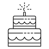 icône de gâteau d'anniversaire de célébration, style de contour vecteur