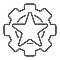 icône de roue dentée étoile, style de contour vecteur